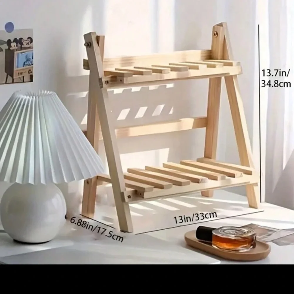 Wooden Two-Tier Shelf